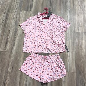 White Fox Boutique Pink Cherry Print Short Pajama Set